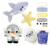 YAMAXIN Crochet Kit for Beginners - Ocean Animal Amigurumi DIY Yarn Kit with Step-by-Step Instructions, Tools & Soft Yarn - 4 Pack Crochet Kit Gift for Adults, Teens & Kids