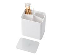 Yamazaki 10284 TOWER Storage Box with Push Lock White ABS Plastic Polypropylene Silicone Minimalist 6.6 x 9.6 x 10.8 cm (L x W x H)
