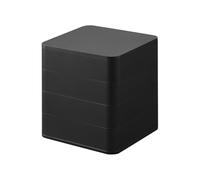 Yamazaki 1754 Accessory Tray, 4 Tiers, Square, Black, W3.5 x D 3.9 x H 3.9 inches (9 x 9 x 10 cm), Tower with Lid, Accessory Case, Accessory Storage