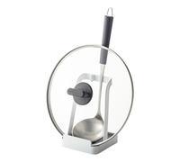 Yamazaki 2248 TOWER Ladle & Pot Lid Stand, White, Steel, Minimalist Design, 10 x 10 x 15 cm (LxWxH)