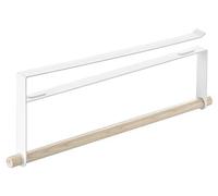 Yamazaki 2418 TOSCA Under-Shelf Paper Towel Holder, white, Steel/Wood, Minimalist, 2 x 32 x 12 cm
