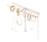 YAMAZAKI 2513 Tosca Wall-Mounted Accessory Rack, White, Steel/Wood, Minimalist Design, 32 x 4.5 x 6.7 cm (LxWxH)