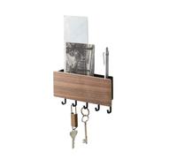 Yamazaki 2729 RIN Magnetic Key Hook with Tray, Black, Wood/Steel, Minimalist, 18 x 3 x 9.5 cm