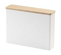Yamazaki 3097 Tosca Coffee Paper Filter Case Large, White, Steel/Wood, Minimalist, 21 x 5 x 15.5 cm