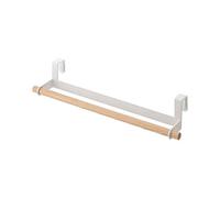 Yamazaki 3153 TOSCA Kitchen Towel Hanger Wide, white, Steel/Wood, Minimalist, 33 x 7.5 x 6 cm