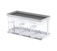 Yamazaki 3343 TOWER Seasoning Box x3 & Rack, white, PS Resin/Steel, Minimalist, 27.5 x 11.5 x 13.5 cm