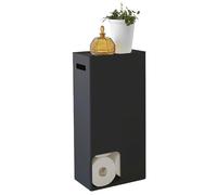Yamazaki 3456 TOWER Toilet Paper Stocker, black, Steel, Minimalist, 23 x 12.5 x 48 cm