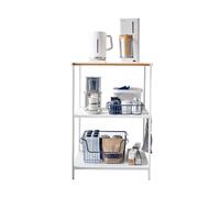 YAMAZAKI 3597 TOWER 3-Tiered Storage Rack, white, Steel/Wood, Minimalist, 60 x 46.5 x 90 cm