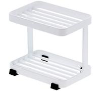 Yamazaki 3601 TOWER 2-Tiered Soap Tray, white, Steel, Minimalist, 11 x 7.5 x 9.5 cm