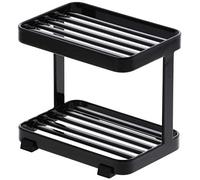 Yamazaki 3602 TOWER 2-Tiered Soap Tray, black, Steel, Minimalist, 11 x 7.5 x 9.5 cm