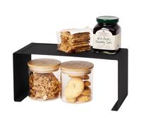 YAMAZAKI 3789-P Countertop Home Stackable Kitchen Rack-Storage Organizer Counter Shelf | Steel | Small | Riser, Alloy, Black