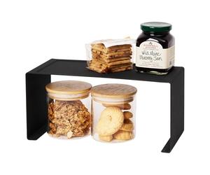 YAMAZAKI 3789-P Countertop Home Stackable Kitchen Rack-Storage Organizer Counter Shelf | Steel | Small | Riser, Alloy, Black