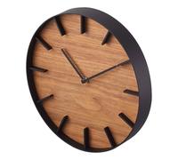 YAMAZAKI 4108 RIN Wall Clock, black, Steel/Plywood, Minimalist, 26.5 x 4.2 x 26.5 cm