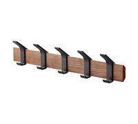 YAMAZAKI 4115 RIN Wall Coat Rack, Brown, Wood/Aluminum, Minimalist Design, 50 x 6.5 x 10 cm (LxWxH)