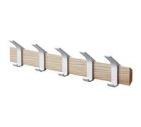 Yamazaki 4116 RIN Wall Coat Rack, beige, Wood/Aluminum, Minimalist, 50 x 6.5 x 10 cm