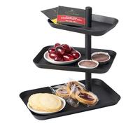 Yamazaki 4281 TOWER cake stand with 3 levels, black, steel, minimalistic design