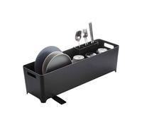 YAMAZAKI Home Slim Drainer Basket-Modern Kitchen Strainer Plastic | Dish Rack, Black, One Size