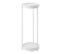 Yamazaki 4366 TOWER 2-Tiered Plant Stand With Caster, white, Steel/Polypropylene/Nylon, Minimalist, 25 x 26.5 x 70 cm