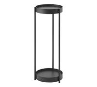 Yamazaki 4367 TOWER 2-Tiered Plant Stand With Caster, black, Steel/Polypropylene/Nylon, Minimalist, 25 x 26.5 x 70 cm