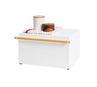 YAMAZAKI 4376 Home Bread Box Kitchen Counter Container Holder | Steel + Wood | Food Storage, Alloy, 22.2 liters, White