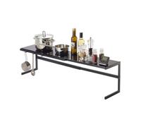 YAMAZAKI Home Expandable Support Rack-Kitchen Storage Organizer | Steel | Countertop Shelf, Alloy, Black, One Size