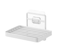 Yamazaki 4540 TOWER Film Hook Soap Tray, white, Polycarbonate/PET/Polyurethane, Minimalist, 12 x 8.5 x 7.8 cm