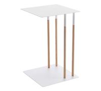 YAMAZAKI 4803 PLAIN Side Table, white, Steel/Wood, Minimalist, 35 x 35 x 55 cm
