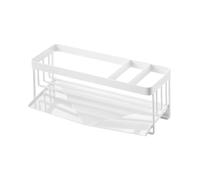 YAMAZAKI 5016 TOWER Sponge & Bottle Holder With Drainer, white, Steel, Minimalist, 25 x 10 x 9.5 cm