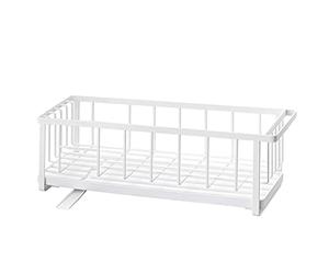 Yamazaki 5068 TOWER Wire Dish Drainer Slim, white, Steel/ABS Resin/Polypropylene/Silicone, Minimalist, 57.5 x 16 x 18.5 cm