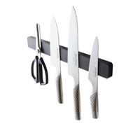 Yamazaki 5202 TOWER Magnetic knife holder, black, ABS resin/Magnet/Silicone, minimalist, 35x1.8x4 cm