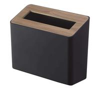 YAMAZAKI 5230 RIN Table Trash Can, black, ABS Resin/Wood, Minimalist, 22 x 9 x 15.5 cm