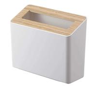 YAMAZAKI 5231 RIN Table Trash Can, white, ABS Resin/Wood, Minimalist, 22 x 9 x 15.5 cm