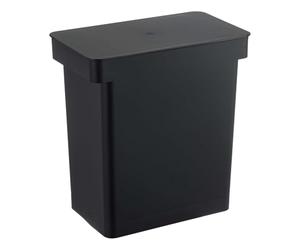 YAMAZAKI 5428 TOWER Airtight Trash Can With Caster, black, Polypropylene/ABS Resin/POM Resin/Silicone/Steel, Minimalist, 41 x 24 x 42.5～65.5 cm