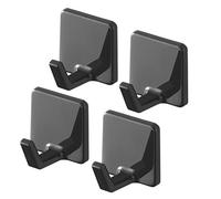 Yamazaki 5669 Tower Adhesive Hooks (Set of 4) Black, Polycarbonate/PET/Polyurethane, Minimalist 1.025" L x 1.02" W x 1.02" H