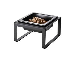Yamazaki 5817 TOWER Pet Food Bowl Stand Single, black, Steel/Ceramic, Minimalist, 15 x 15.5 x 10 cm