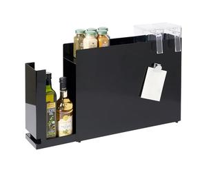 YAMAZAKI 6004 TOWER Sliding Seasoning Rack, black, Steel/Polypropylene, Minimalist, 12.5 x 50～93 x 36.7 cm