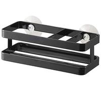 YAMAZAKI 6772 TOWER Sponge & Bottle Holder with Suction Cup, black, Steel, Minimalist, 18 x 8 x 6 cm