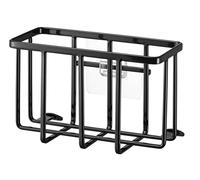 YAMAZAKI 6916 TOWER Adhesive Hook Multi-Purpose Basket S, Black, Steel/Silicone/Polycarbonate, Minimalist, 15.5 x 8.5 x 10 cm