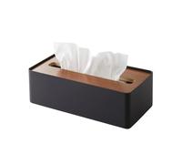 Yamazaki 7729 RIN Tissue Box Case with Lid, black, Wood/Steel, Minimalist, 26 x 13 x 8.2 cm
