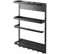 Yamazaki 2745 TOWER Magnetic Refrigerator Side Rack, black, Steel, Minimalist, 24.5 x 6.5 x 34 cm