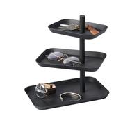 YAMAZAKI Home Accessory Tray 3 Tier Jewelry Holder and Storage Organizer Steel, Alloy, Black, Standard Size