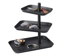 YAMAZAKI Home Accessory Tray 3 Tier Jewelry Holder and Storage Organizer Steel, Alloy, Black, Standard Size