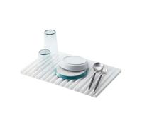 YAMAZAKI Home Foldable Drainer Tray-Kitchen Dish Drying Mat | Silicone, White, 9.8" x 15.9"