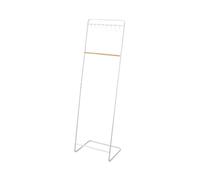 YAMAZAKI Home Freestanding Coat and Clothes Rack Hanger Stand Metal with Wooden Bar and Hooks for Hat Storage | Steel + Wood, One Size, White