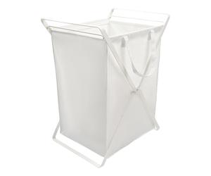 Yamazaki Home Laundry Hamper Clothes Basket Liner | Steel + Cotton, Large, White