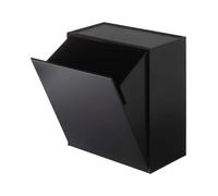 YAMAZAKI Home Tower Wall Mounted Storage Or Trash Bin With Tray, Small Wastebasket With Lid, Bathroom Or Kitchen Organizer - Abs Plastic