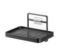 YAMAZAKI Soap Dish, Alloy Steel, Black, 8.5 x 12 x 7.8 cm