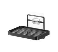 YAMAZAKI Soap Dish, Alloy Steel, Black, 8.5 x 12 x 7.8 cm