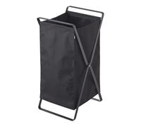 Yamazaki 2485 TOWER Laundry Basket, black, Steel/Polyester/Polypropylene, Minimalist, 30 x 36 x 64 cm