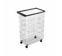 Yamazaki Tower Laundry Basket with Casters, black | Steel, Lightweight Yet Spacious Design, Holds up to 55 L, Easy to Move, 46,5 x 28 x 61 cm, Japanese Design